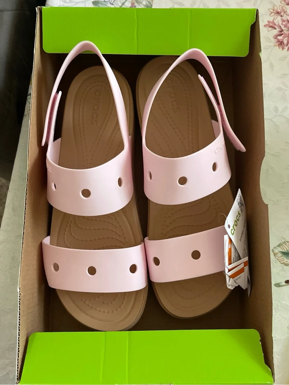 CROCS kids brooklyn Pastel Pink Slingback Platform Sandals junior 6